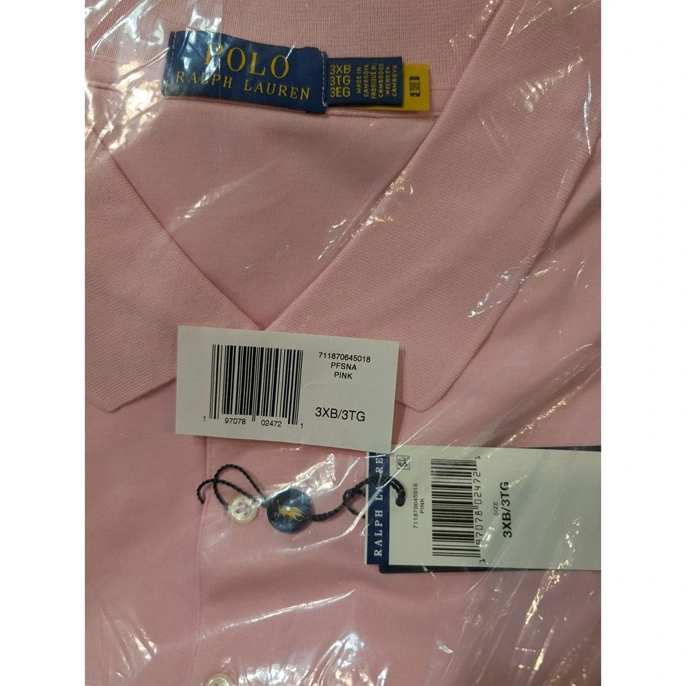 Polo Ralph Lauren Mens Big & Tall 3XB Short Sleeve Classic Polo Shirt Pink NEW